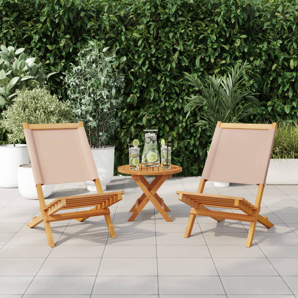 Tuinstoelen 2 st massief acaciahout en stof taupe is nu te koop bij PeponiXL, paradijselijk wonen!