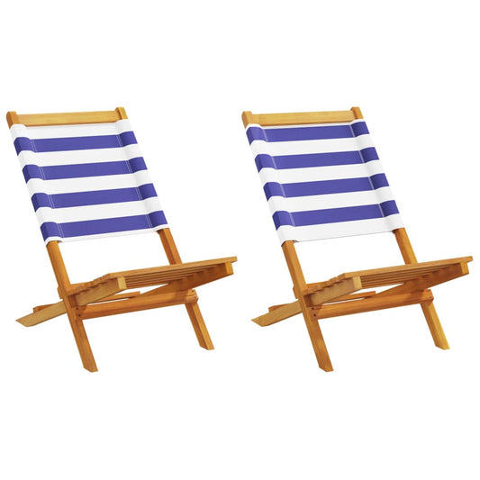 Tuinstoelen 2 st massief acaciahout en stof blauw en wit is nu te koop bij PeponiXL, paradijselijk wonen!