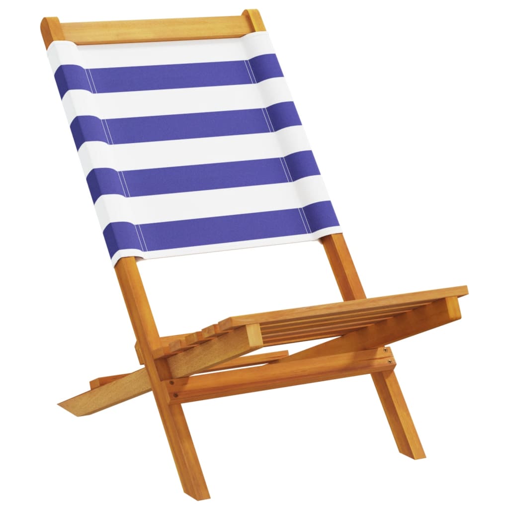 Tuinstoelen 2 st massief acaciahout en stof blauw en wit is nu te koop bij PeponiXL, paradijselijk wonen!