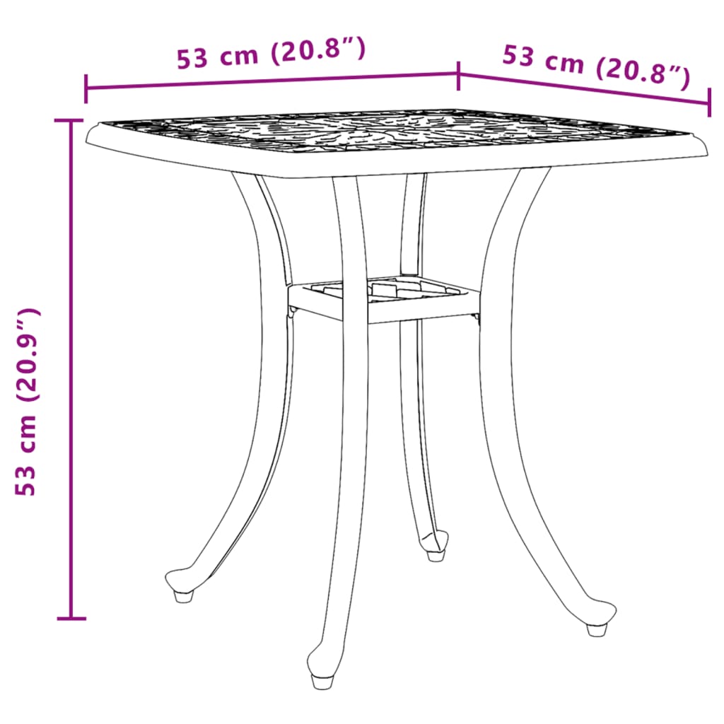 Tuintafel 53x53x53 cm gietaluminium bronskleurig is nu te koop bij PeponiXL, paradijselijk wonen!
