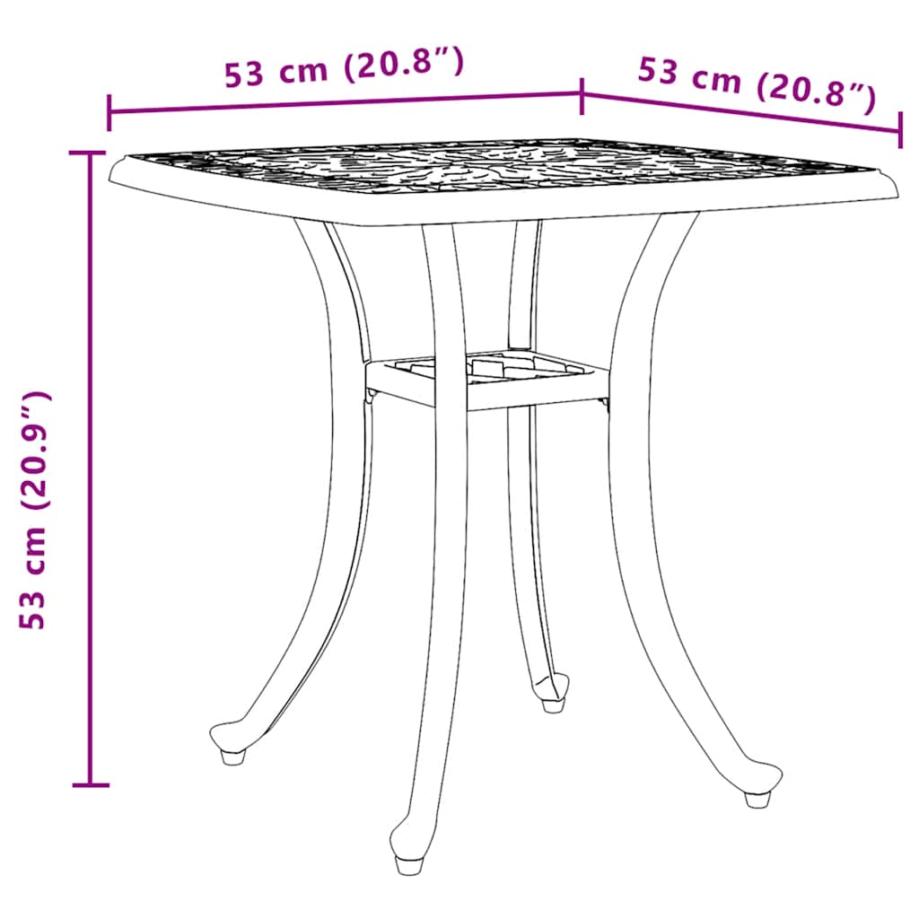 Tuintafel 53x53x53 cm gietaluminium wit