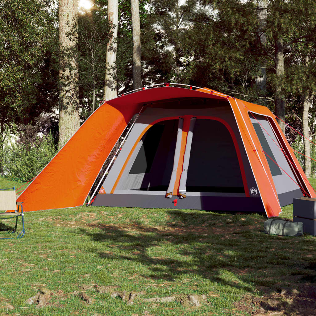 Tent met luifel 9-persoons snelontgrendeling grijs en oranje is nu te koop bij PeponiXL, paradijselijk wonen!