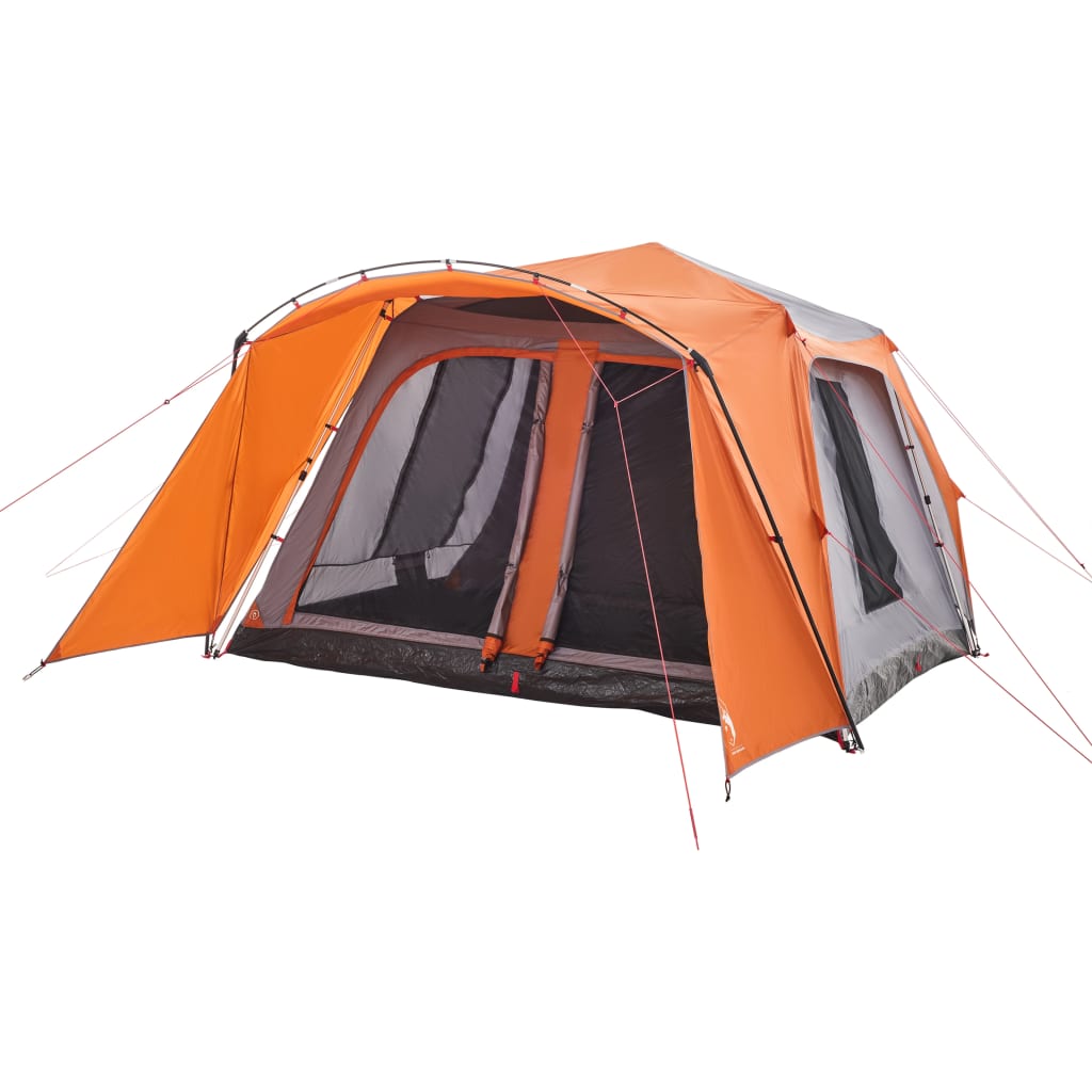Tent met luifel 9-persoons snelontgrendeling grijs en oranje is nu te koop bij PeponiXL, paradijselijk wonen!