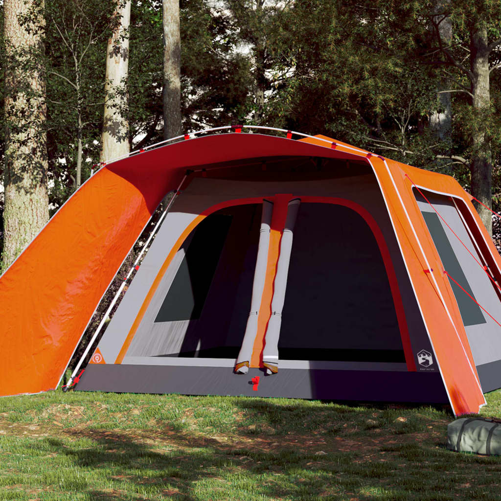 Tent met luifel 9-persoons snelontgrendeling grijs en oranje is nu te koop bij PeponiXL, paradijselijk wonen!