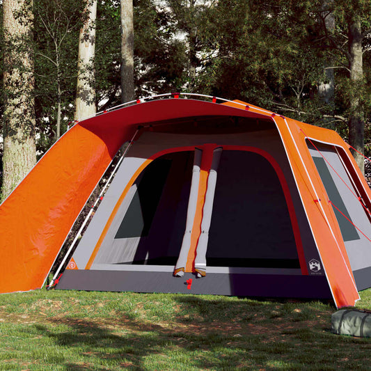 Tent met luifel 9-persoons snelontgrendeling grijs en oranje is nu te koop bij PeponiXL, paradijselijk wonen!