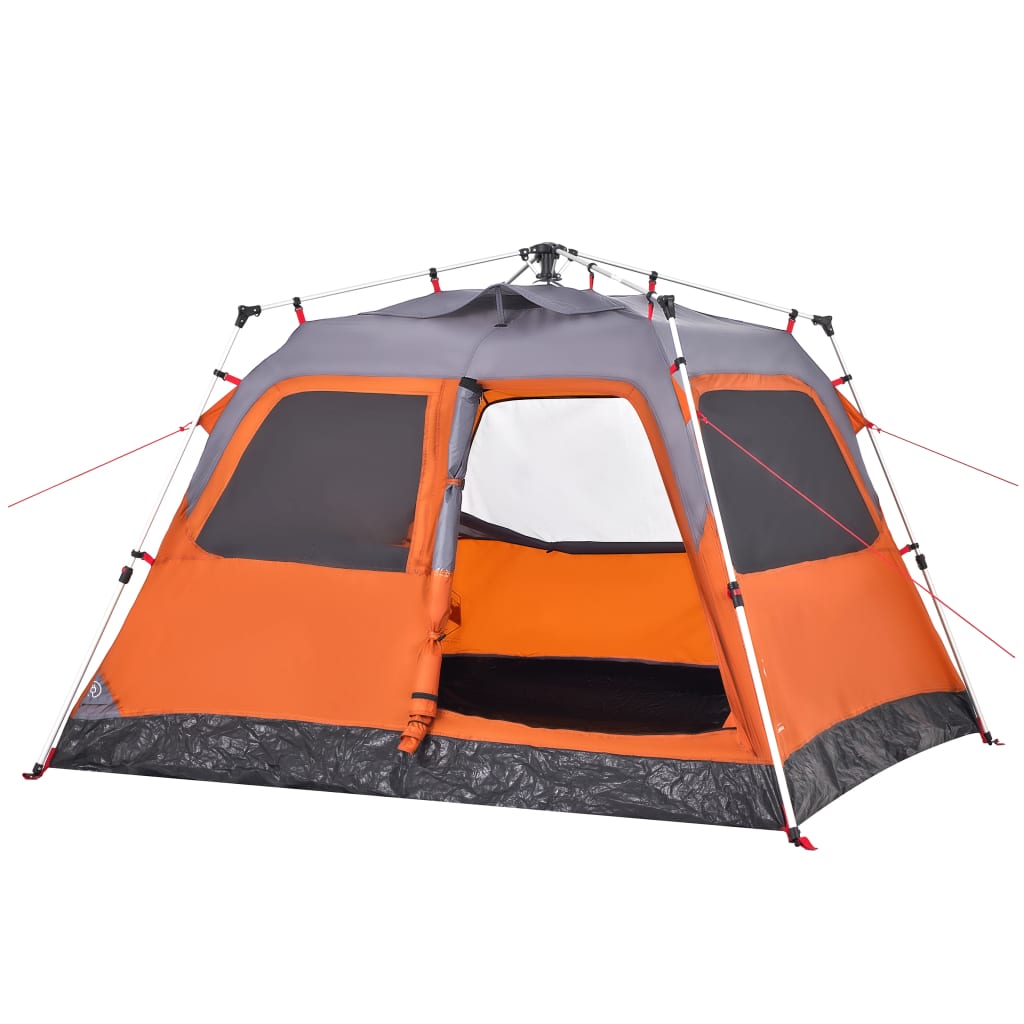 Koepeltent 4-persoons snelontgrendeling grijs en oranje is nu te koop bij PeponiXL, paradijselijk wonen!