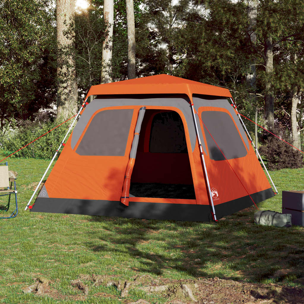 Koepeltent 6-persoons snelontgrendeling grijs en oranje is nu te koop bij PeponiXL, paradijselijk wonen!