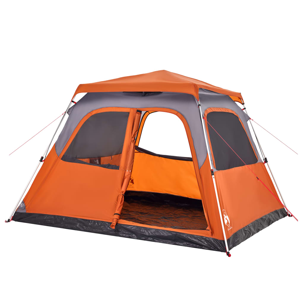 Koepeltent 6-persoons snelontgrendeling grijs en oranje is nu te koop bij PeponiXL, paradijselijk wonen!