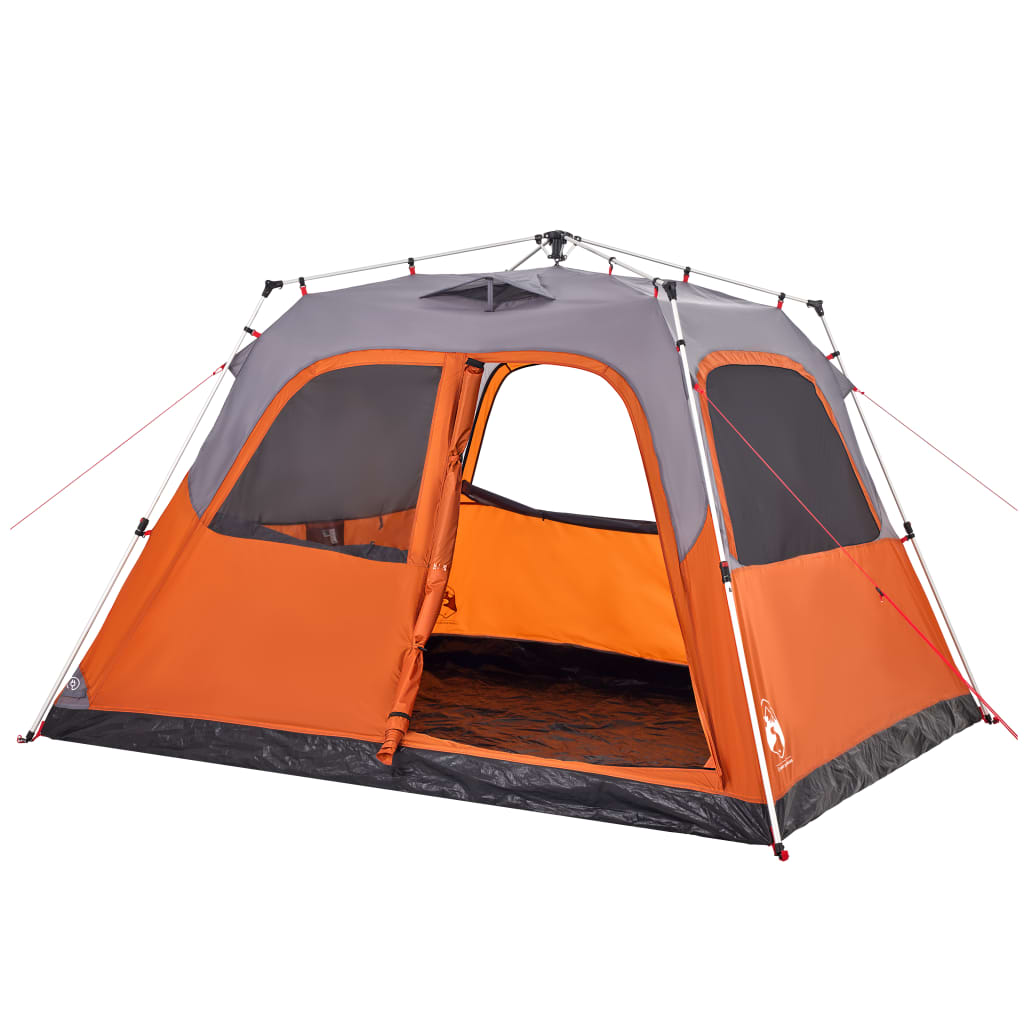 Koepeltent 6-persoons snelontgrendeling grijs en oranje is nu te koop bij PeponiXL, paradijselijk wonen!