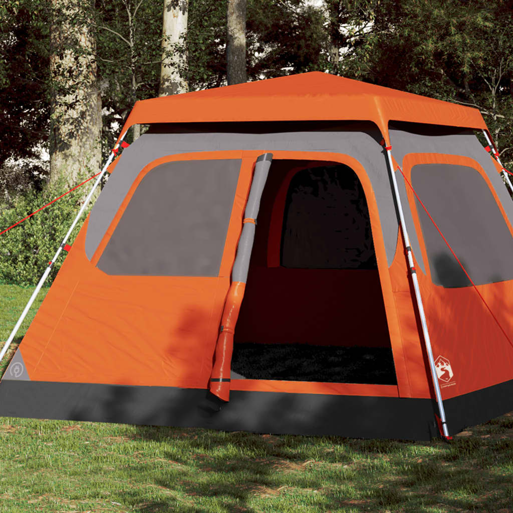 Koepeltent 6-persoons snelontgrendeling grijs en oranje is nu te koop bij PeponiXL, paradijselijk wonen!