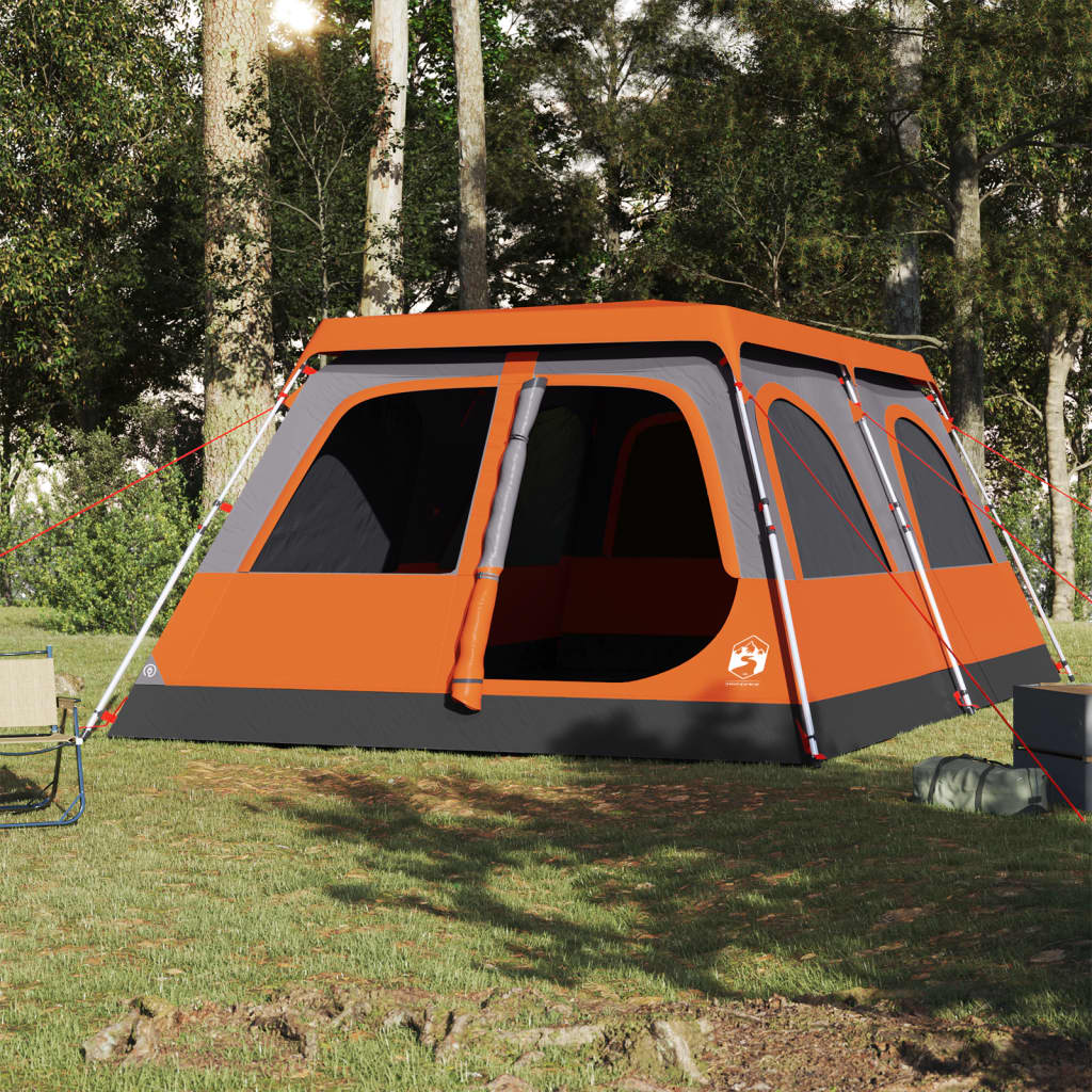 Koepeltent 8-persoons snelontgrendeling grijs en oranje is nu te koop bij PeponiXL, paradijselijk wonen!