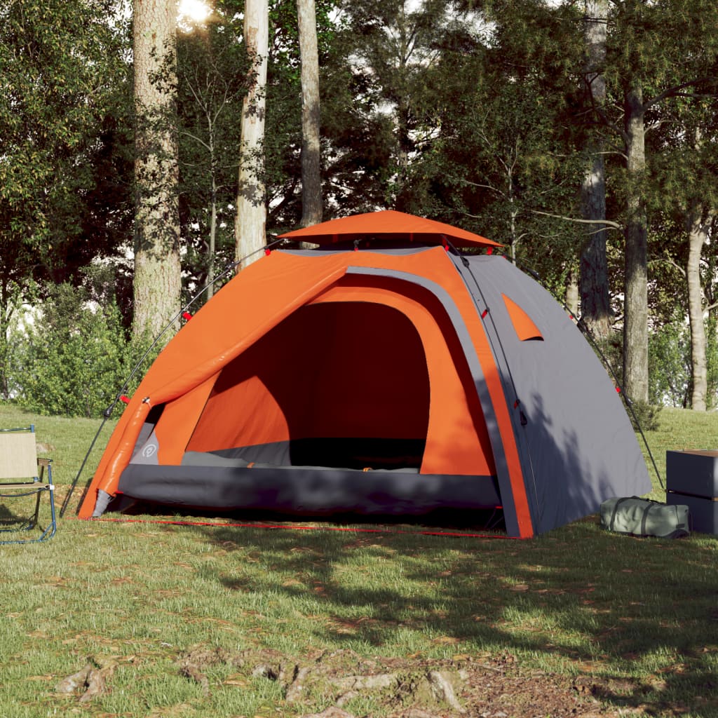 Koepeltent 4-persoons snelontgrendeling grijs en oranje is nu te koop bij PeponiXL, paradijselijk wonen!