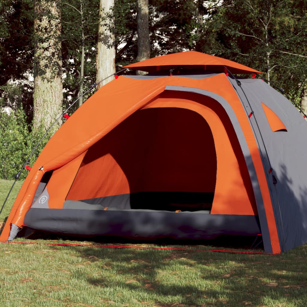 Koepeltent 4-persoons snelontgrendeling grijs en oranje is nu te koop bij PeponiXL, paradijselijk wonen!