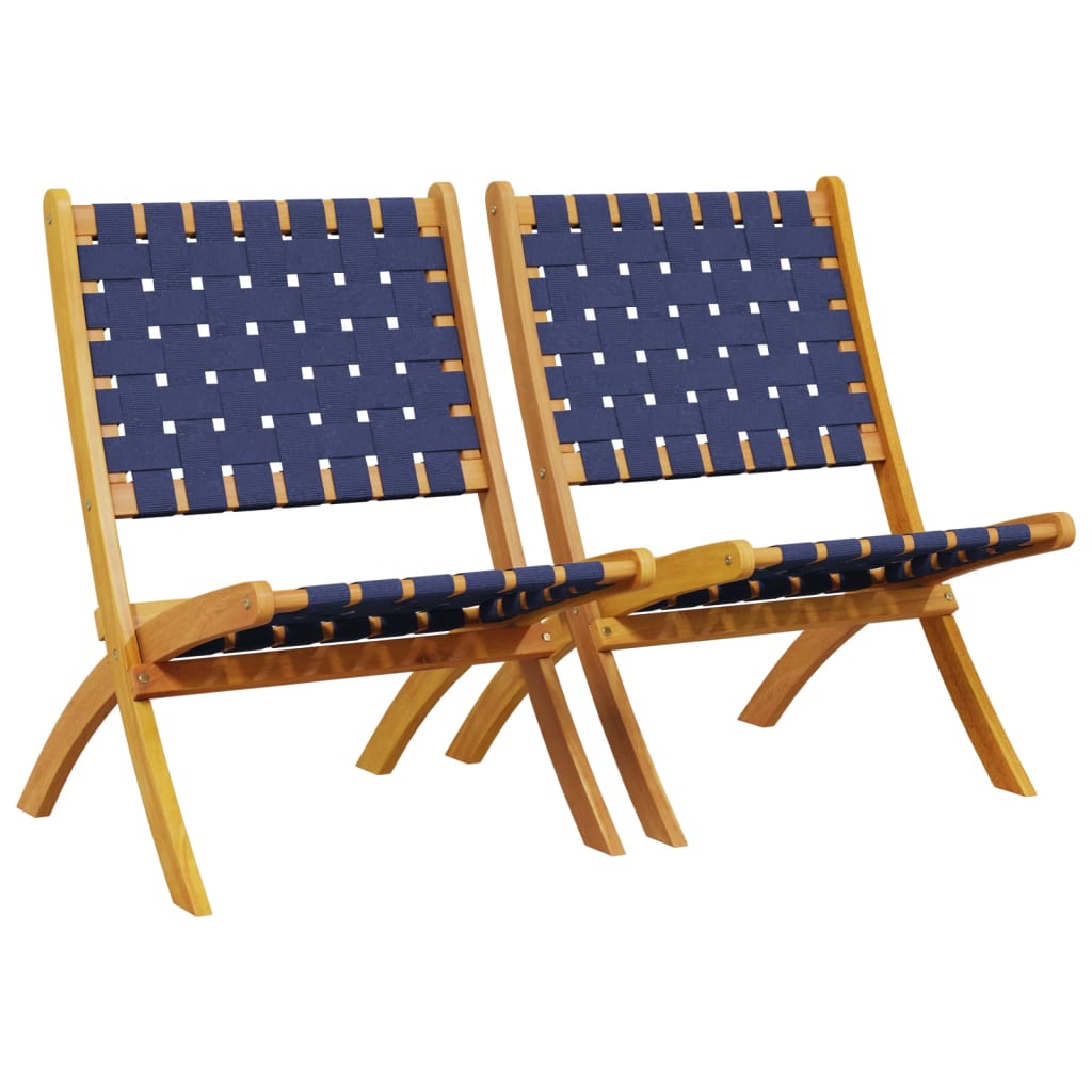 Tuinstoelen 2 st inklapbaar acaciahout en stof donkerblauw is nu te koop bij PeponiXL, paradijselijk wonen!