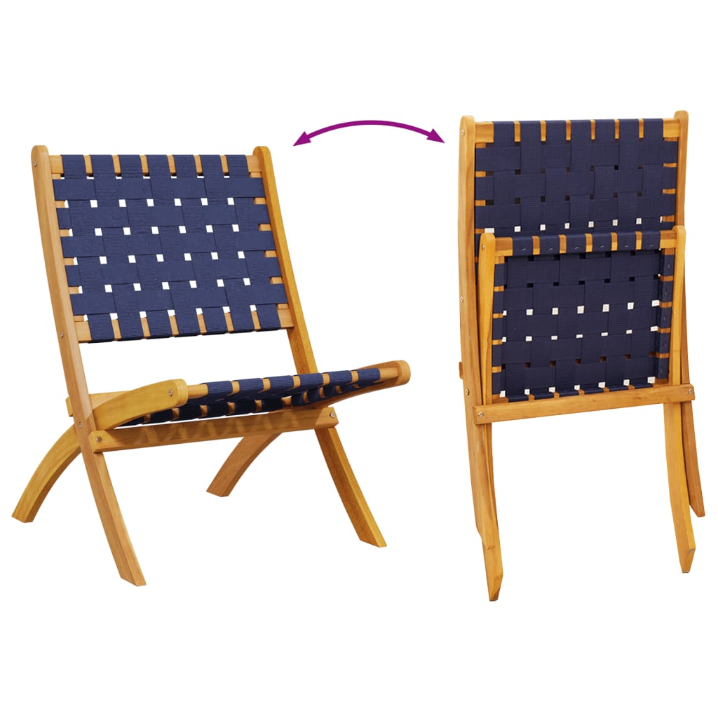 Tuinstoelen 2 st inklapbaar acaciahout en stof donkerblauw is nu te koop bij PeponiXL, paradijselijk wonen!
