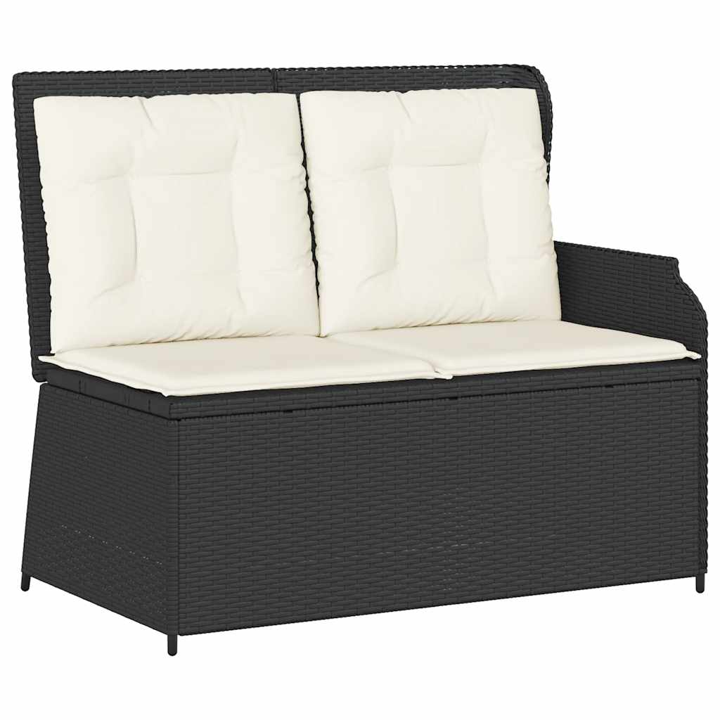 Tuinbankje verstelbaar met kussens poly rattan zwart is nu te koop bij PeponiXL, paradijselijk wonen!