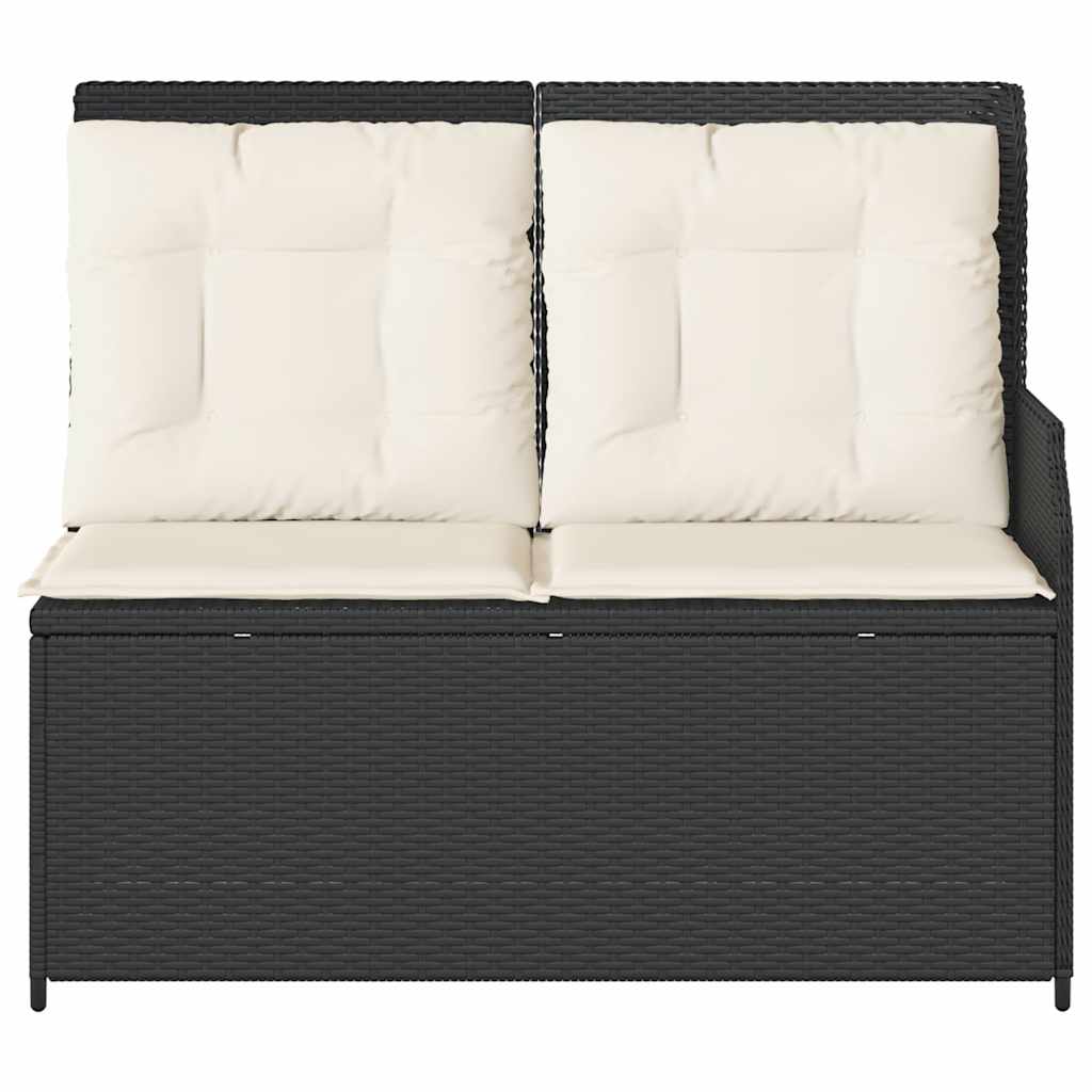 Tuinbankje verstelbaar met kussens poly rattan zwart is nu te koop bij PeponiXL, paradijselijk wonen!