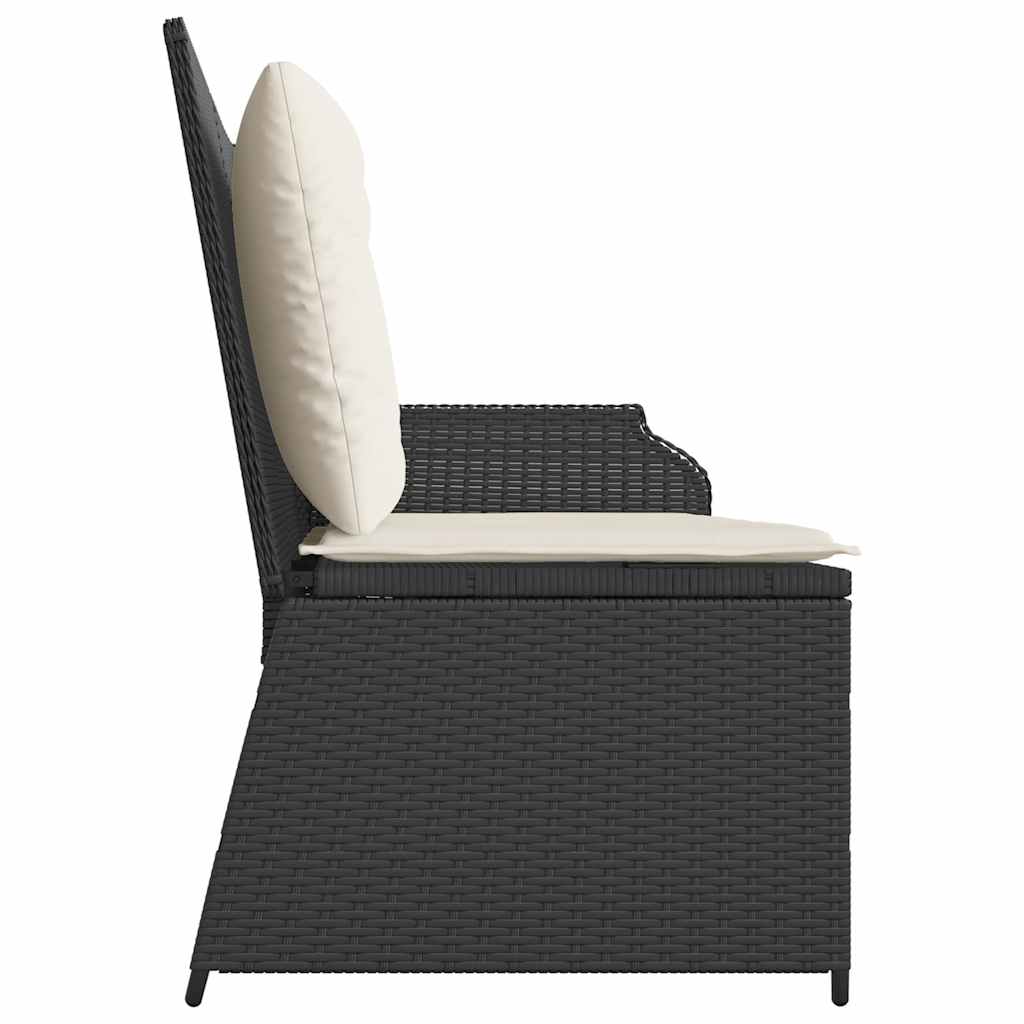 Tuinbankje verstelbaar met kussens poly rattan zwart is nu te koop bij PeponiXL, paradijselijk wonen!