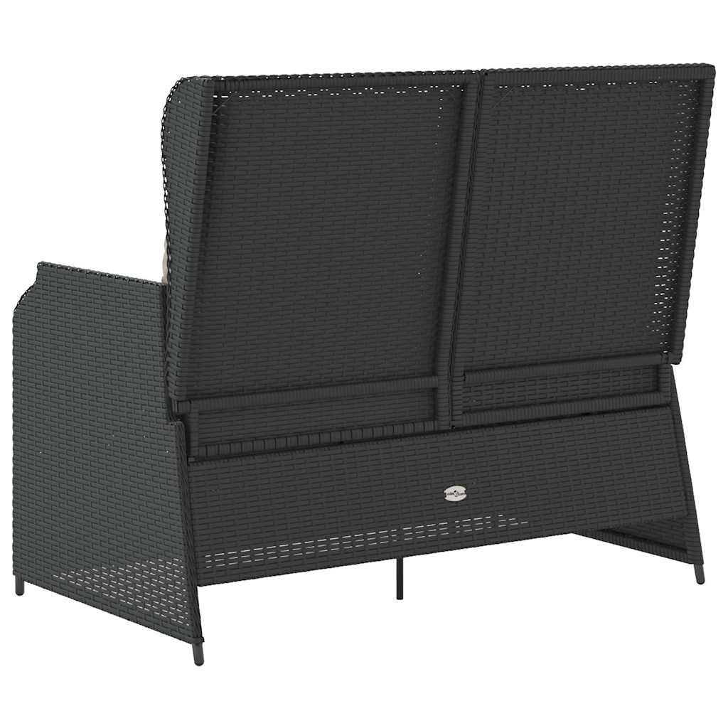 Tuinbankje verstelbaar met kussens poly rattan zwart is nu te koop bij PeponiXL, paradijselijk wonen!