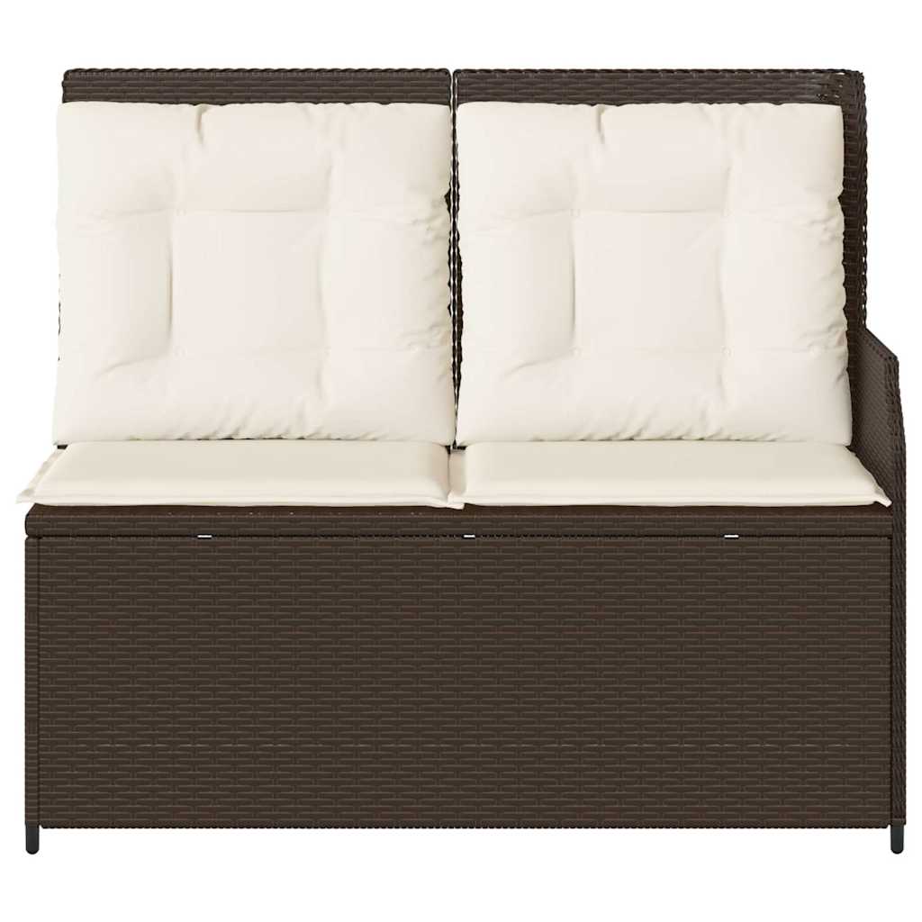 Tuinbankje verstelbaar met kussens poly rattan bruin is nu te koop bij PeponiXL, paradijselijk wonen!
