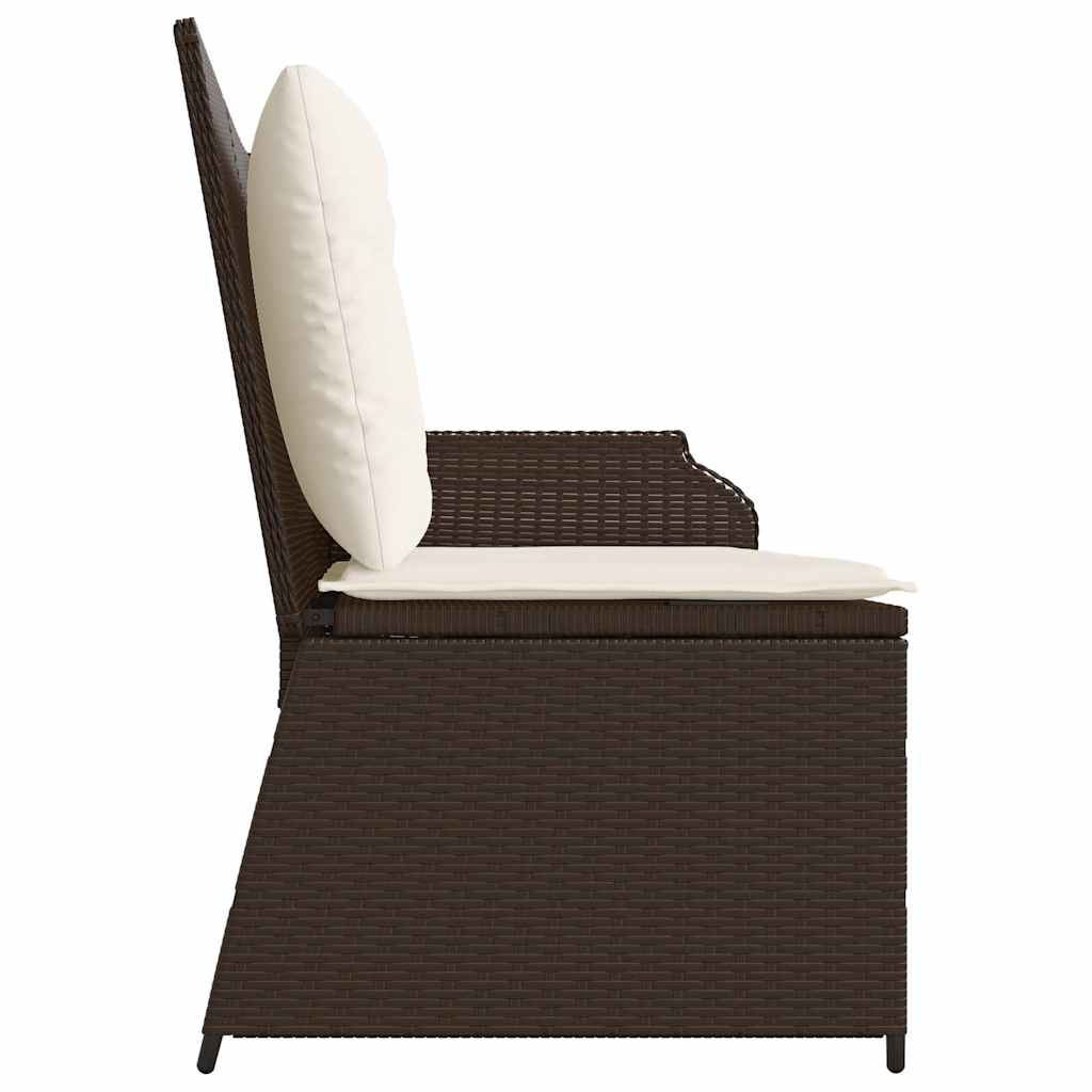 Tuinbankje verstelbaar met kussens poly rattan bruin is nu te koop bij PeponiXL, paradijselijk wonen!