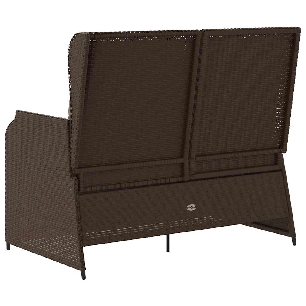 Tuinbankje verstelbaar met kussens poly rattan bruin is nu te koop bij PeponiXL, paradijselijk wonen!
