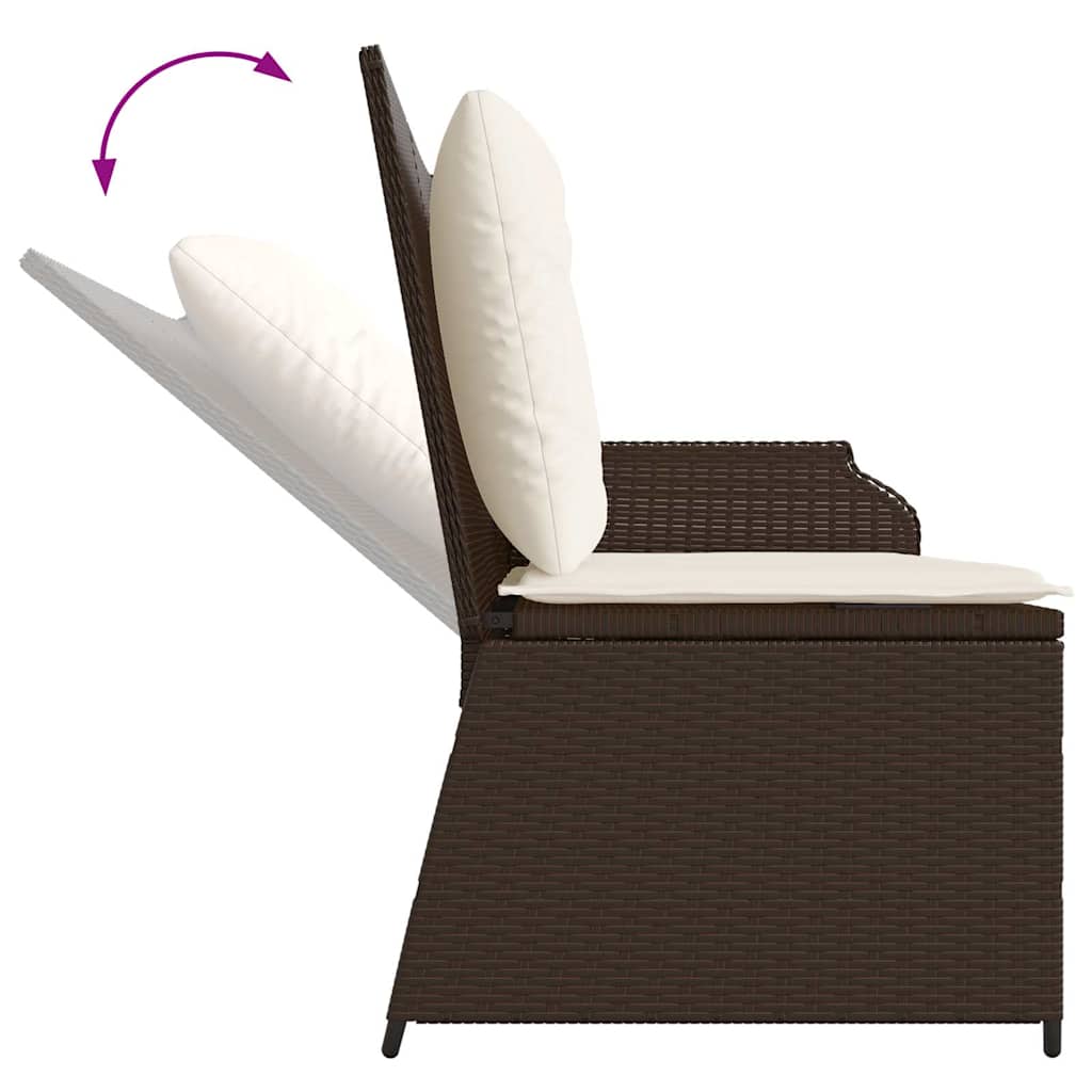 Tuinbankje verstelbaar met kussens poly rattan bruin is nu te koop bij PeponiXL, paradijselijk wonen!