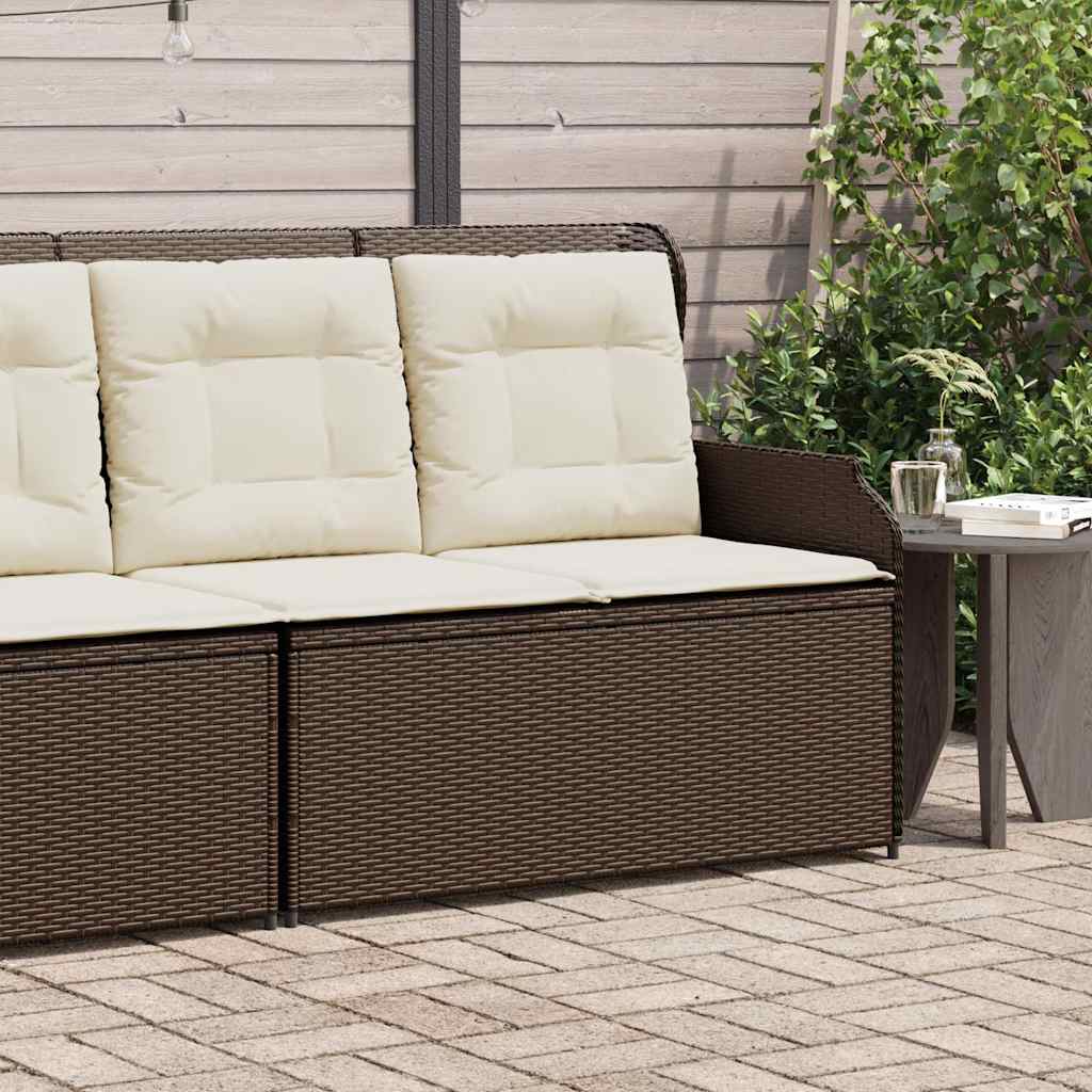 Tuinbankje verstelbaar met kussens poly rattan bruin is nu te koop bij PeponiXL, paradijselijk wonen!