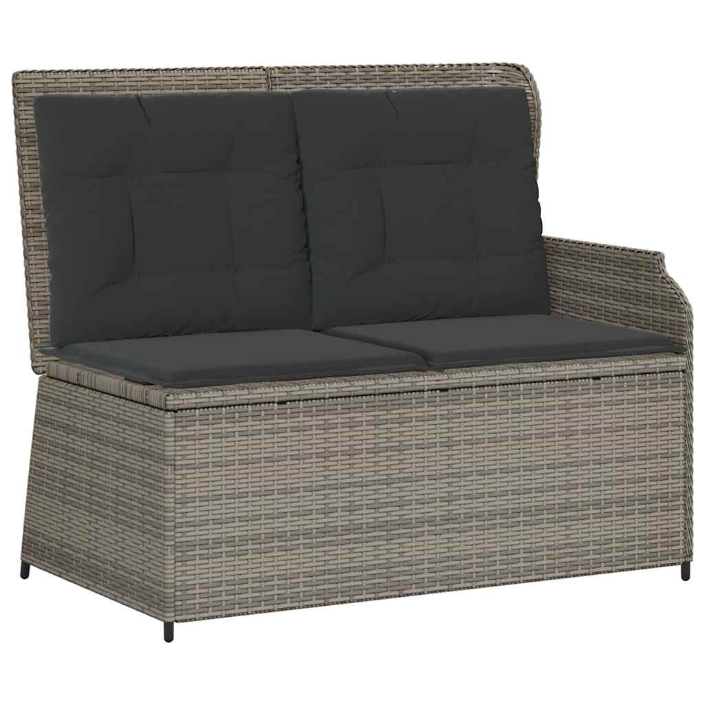 Tuinbankje verstelbaar met kussens poly rattan grijs is nu te koop bij PeponiXL, paradijselijk wonen!