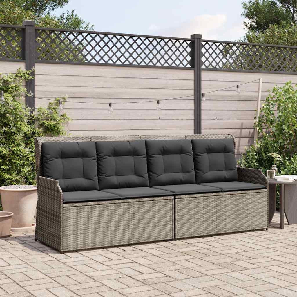 Tuinbankje verstelbaar met kussens poly rattan grijs is nu te koop bij PeponiXL, paradijselijk wonen!