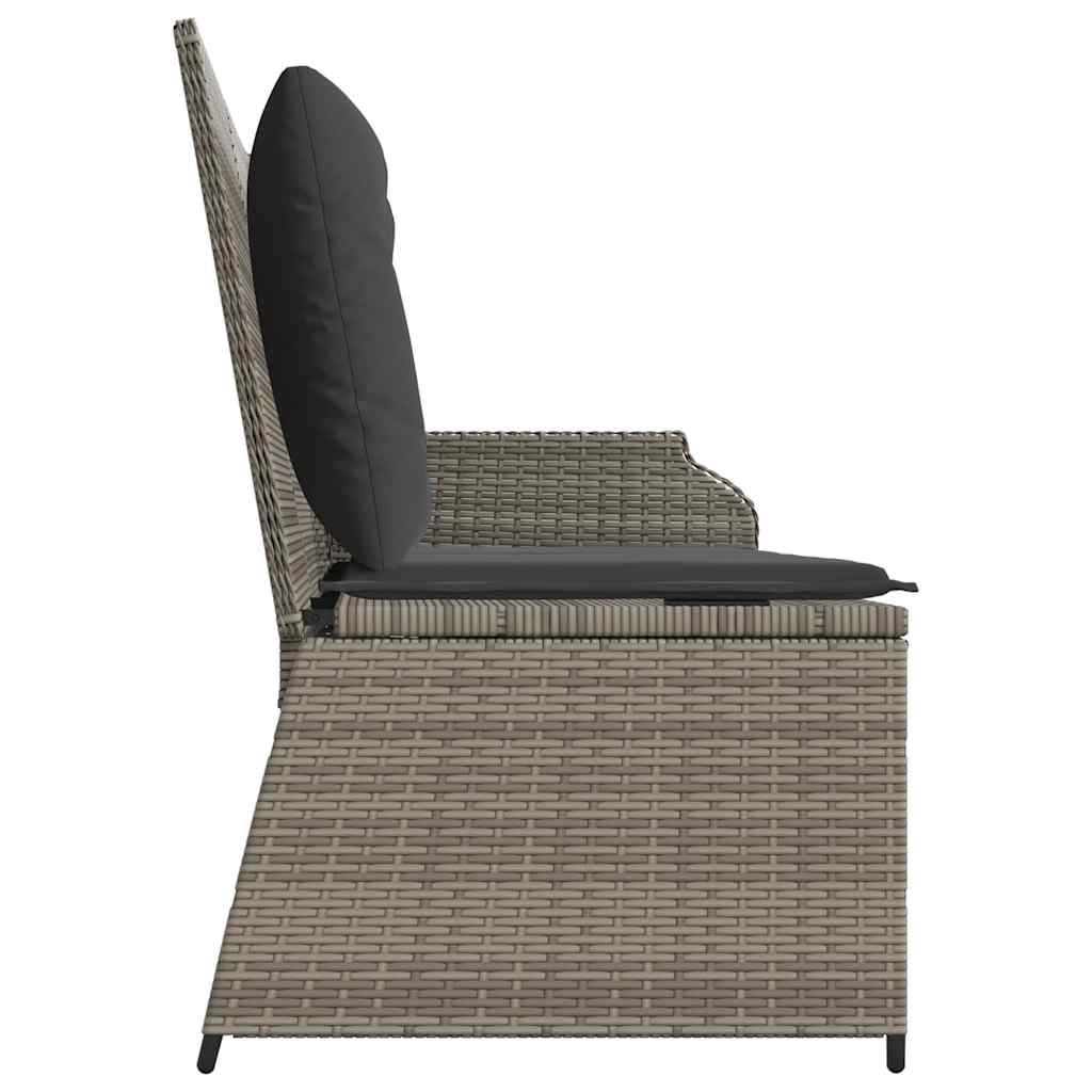 Tuinbankje verstelbaar met kussens poly rattan grijs is nu te koop bij PeponiXL, paradijselijk wonen!