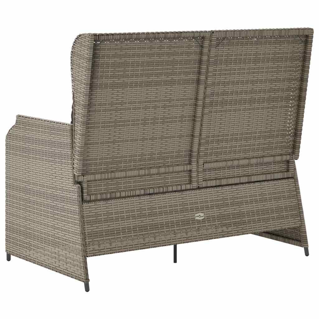 Tuinbankje verstelbaar met kussens poly rattan grijs is nu te koop bij PeponiXL, paradijselijk wonen!