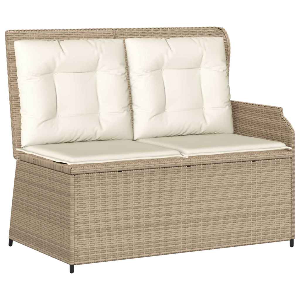 Tuinbankje verstelbaar met kussens poly rattan beige is nu te koop bij PeponiXL, paradijselijk wonen!