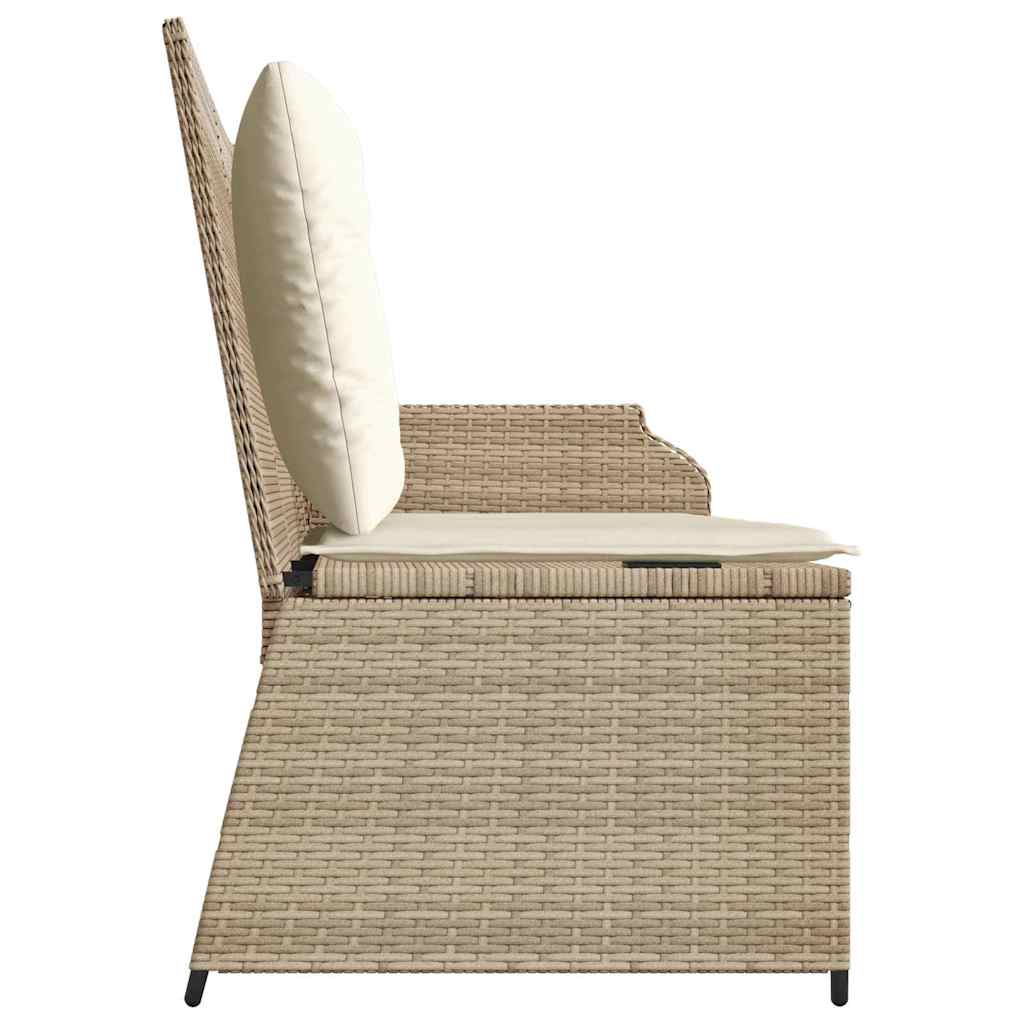 Tuinbankje verstelbaar met kussens poly rattan beige is nu te koop bij PeponiXL, paradijselijk wonen!