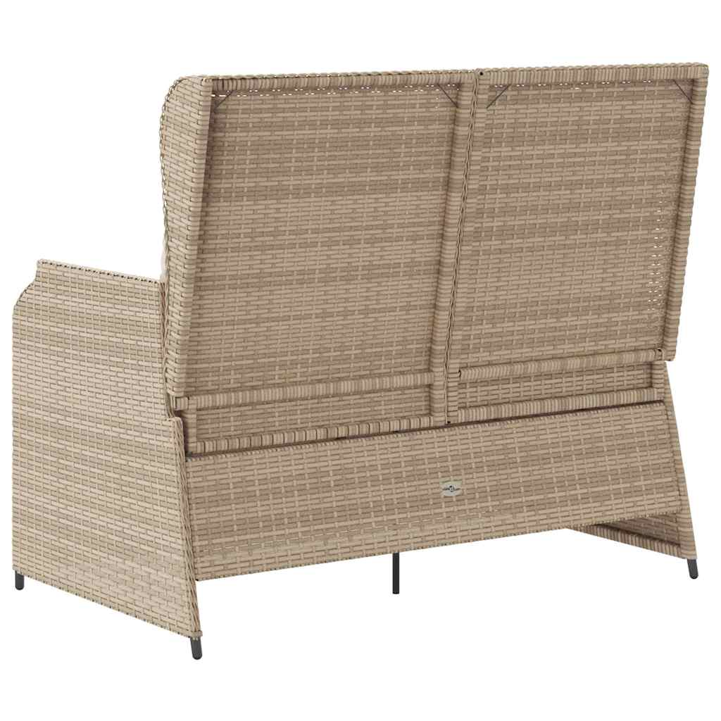 Tuinbankje verstelbaar met kussens poly rattan beige is nu te koop bij PeponiXL, paradijselijk wonen!