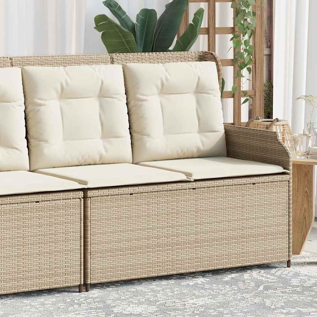 Tuinbankje verstelbaar met kussens poly rattan beige is nu te koop bij PeponiXL, paradijselijk wonen!