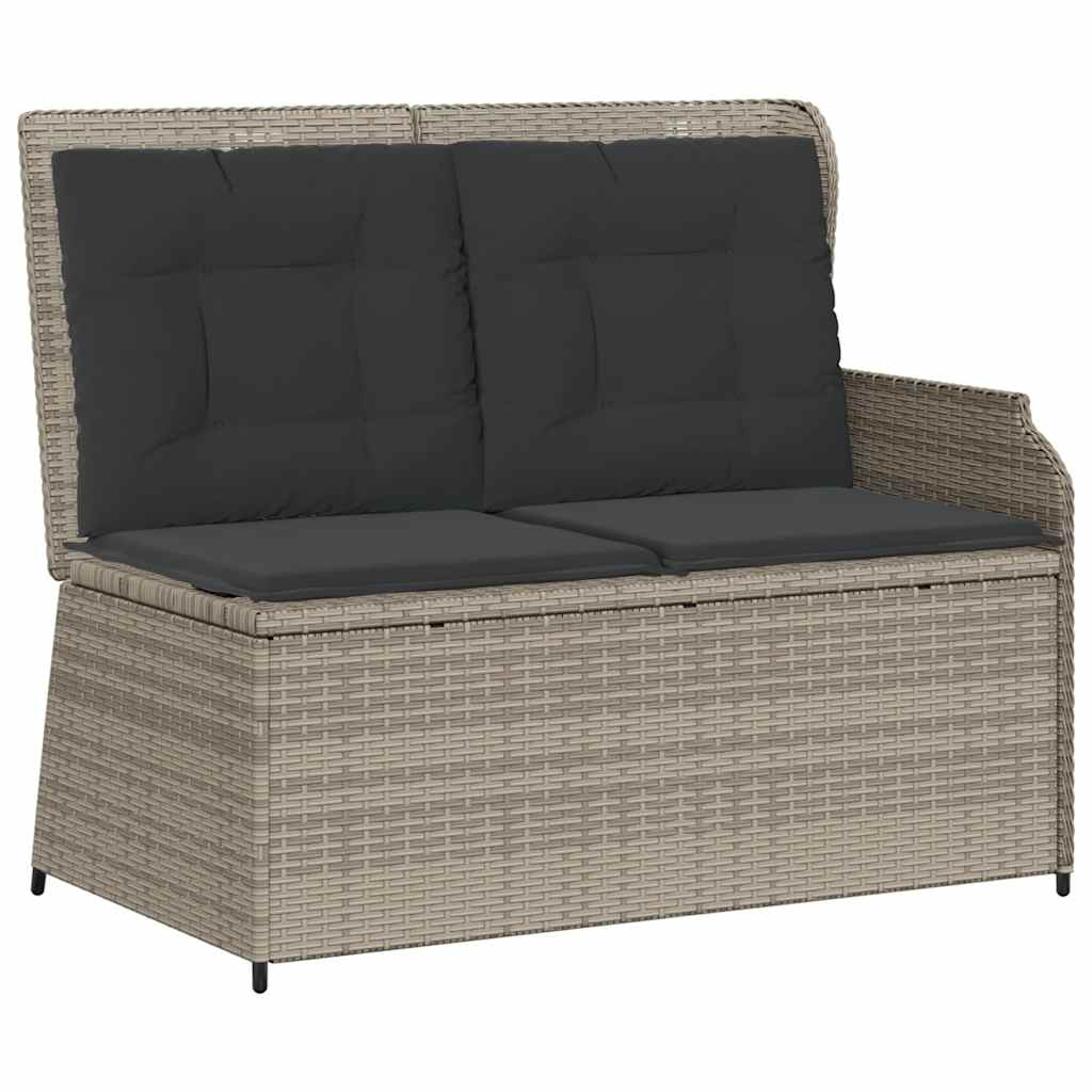 Tuinbankje verstelbaar met kussens poly rattan lichtgrijs is nu te koop bij PeponiXL, paradijselijk wonen!