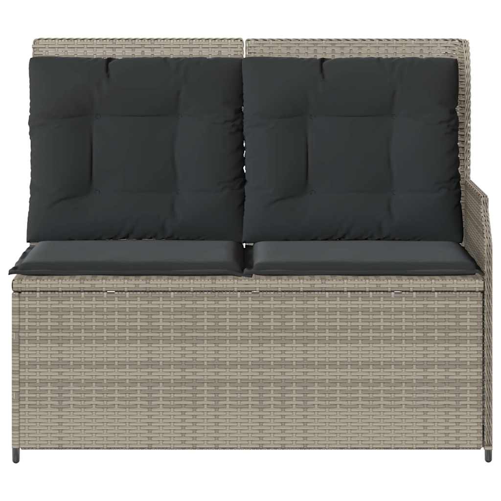 Tuinbankje verstelbaar met kussens poly rattan lichtgrijs is nu te koop bij PeponiXL, paradijselijk wonen!