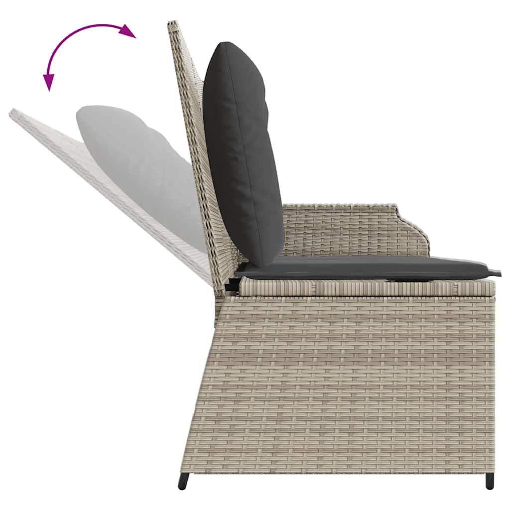 Tuinbankje verstelbaar met kussens poly rattan lichtgrijs is nu te koop bij PeponiXL, paradijselijk wonen!