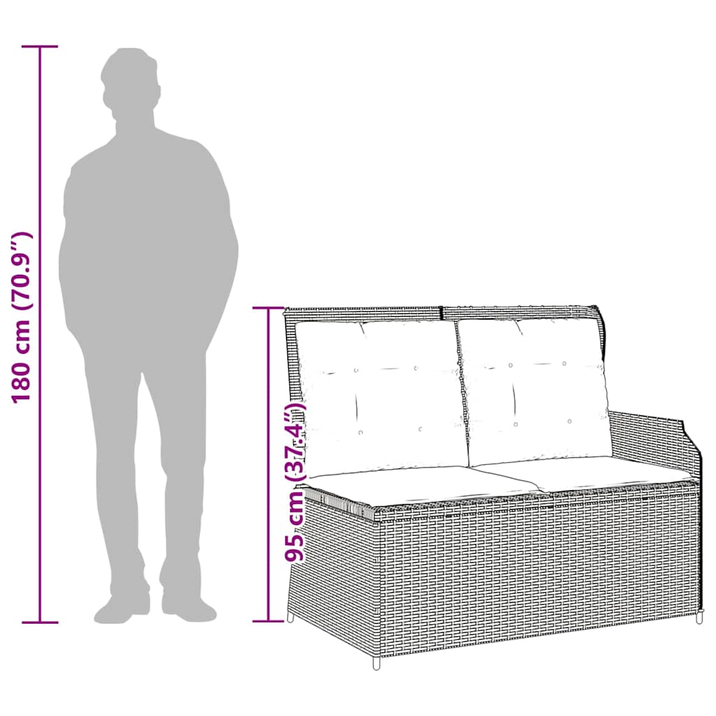 Tuinbankje verstelbaar met kussens poly rattan lichtgrijs is nu te koop bij PeponiXL, paradijselijk wonen!