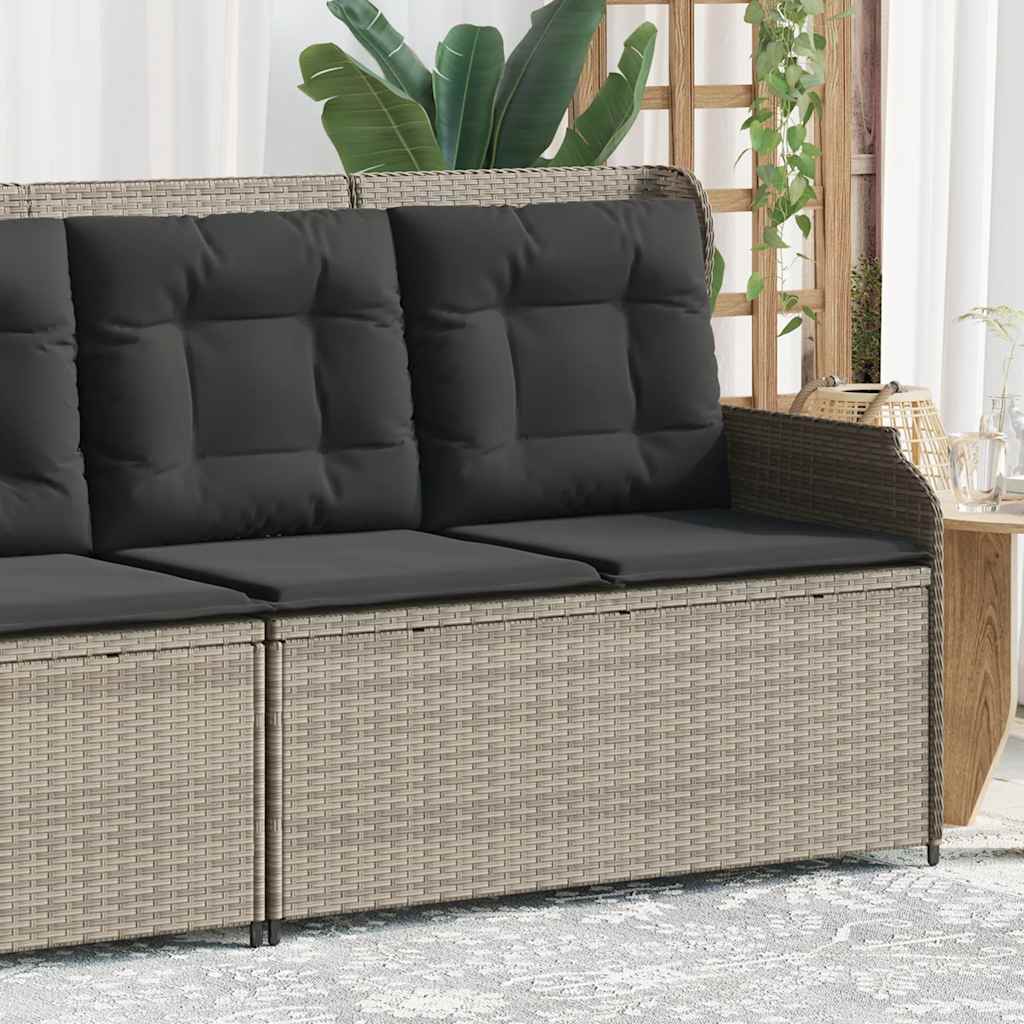Tuinbankje verstelbaar met kussens poly rattan lichtgrijs is nu te koop bij PeponiXL, paradijselijk wonen!