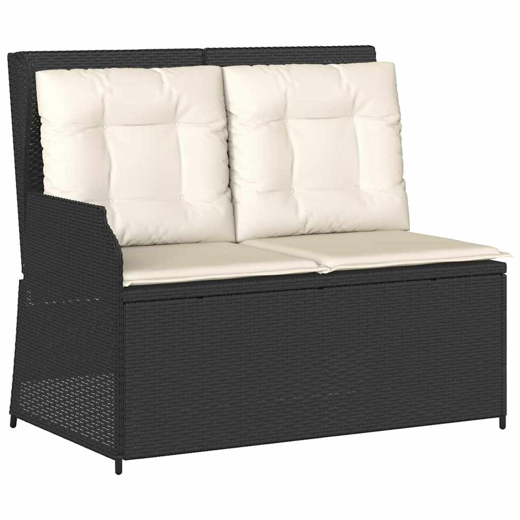 Tuinbankje verstelbaar met kussens poly rattan zwart is nu te koop bij PeponiXL, paradijselijk wonen!