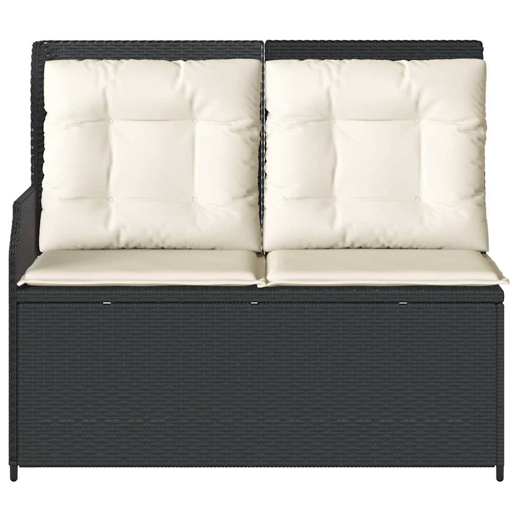 Tuinbankje verstelbaar met kussens poly rattan zwart is nu te koop bij PeponiXL, paradijselijk wonen!