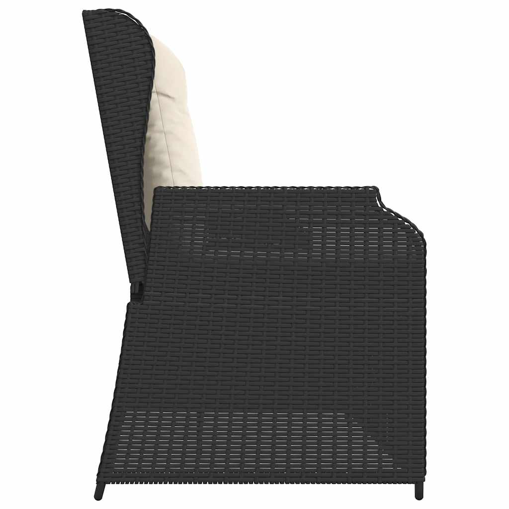 Tuinbankje verstelbaar met kussens poly rattan zwart is nu te koop bij PeponiXL, paradijselijk wonen!