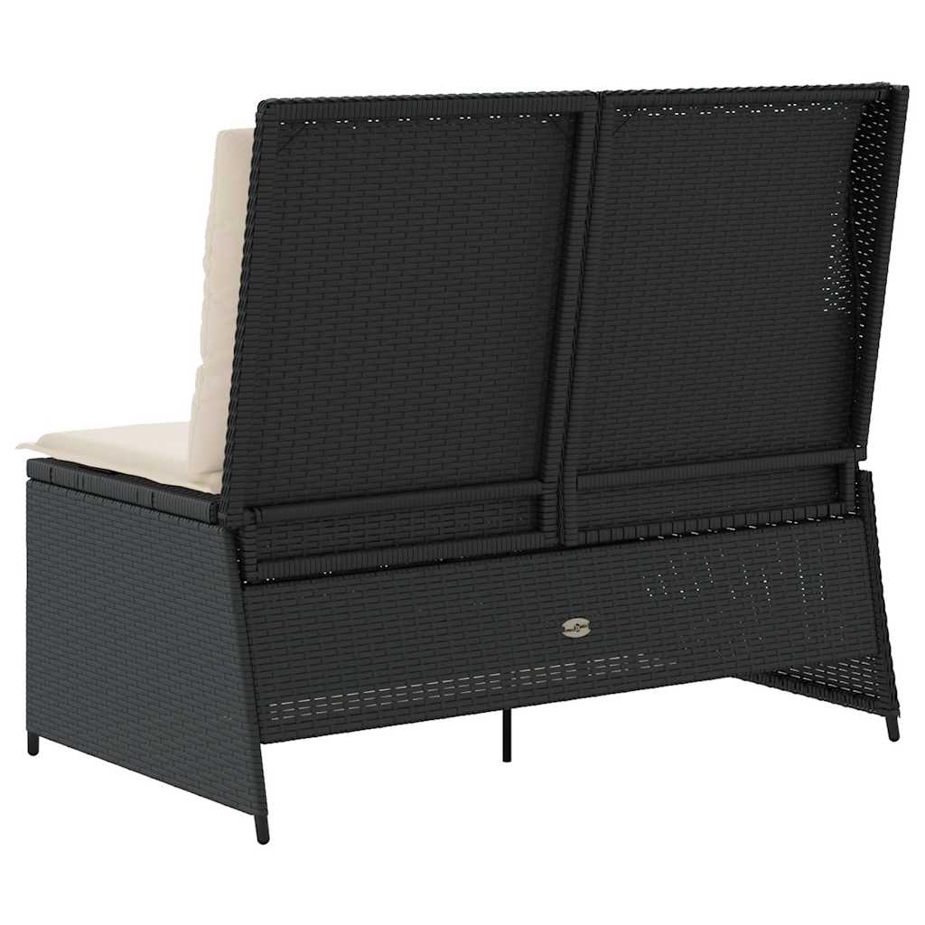 Tuinbankje verstelbaar met kussens poly rattan zwart is nu te koop bij PeponiXL, paradijselijk wonen!