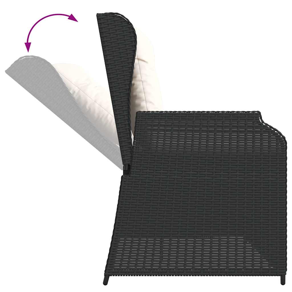 Tuinbankje verstelbaar met kussens poly rattan zwart is nu te koop bij PeponiXL, paradijselijk wonen!