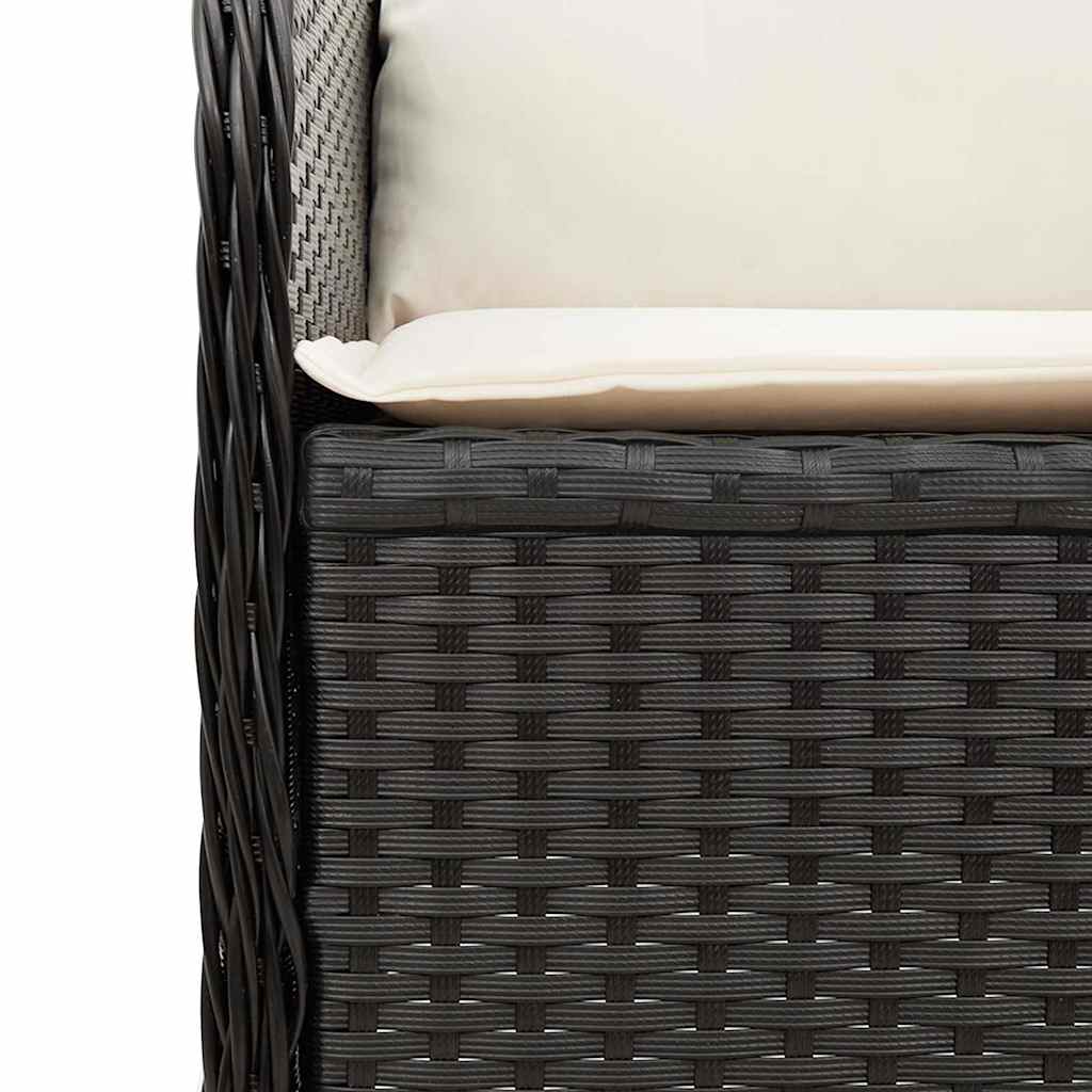 Tuinbankje verstelbaar met kussens poly rattan zwart is nu te koop bij PeponiXL, paradijselijk wonen!