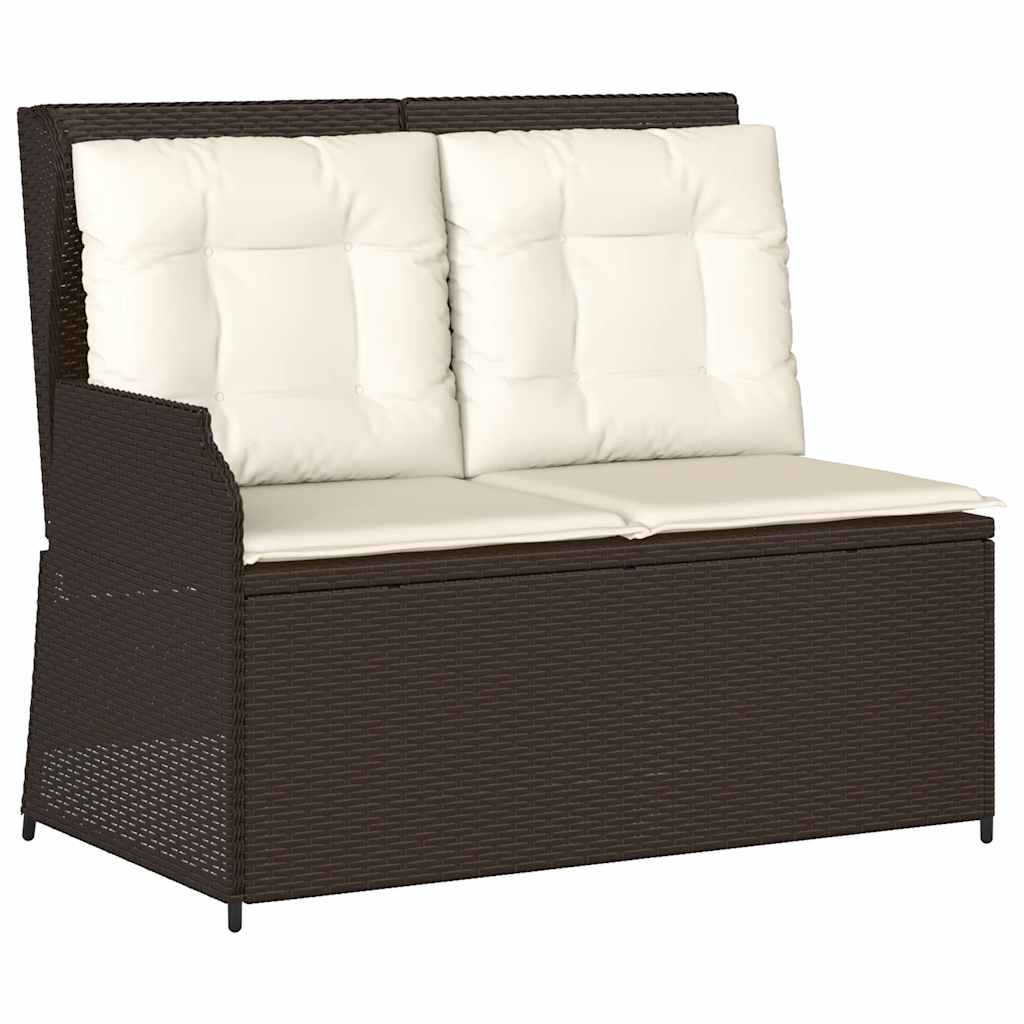 Tuinbankje verstelbaar met kussens poly rattan bruin is nu te koop bij PeponiXL, paradijselijk wonen!