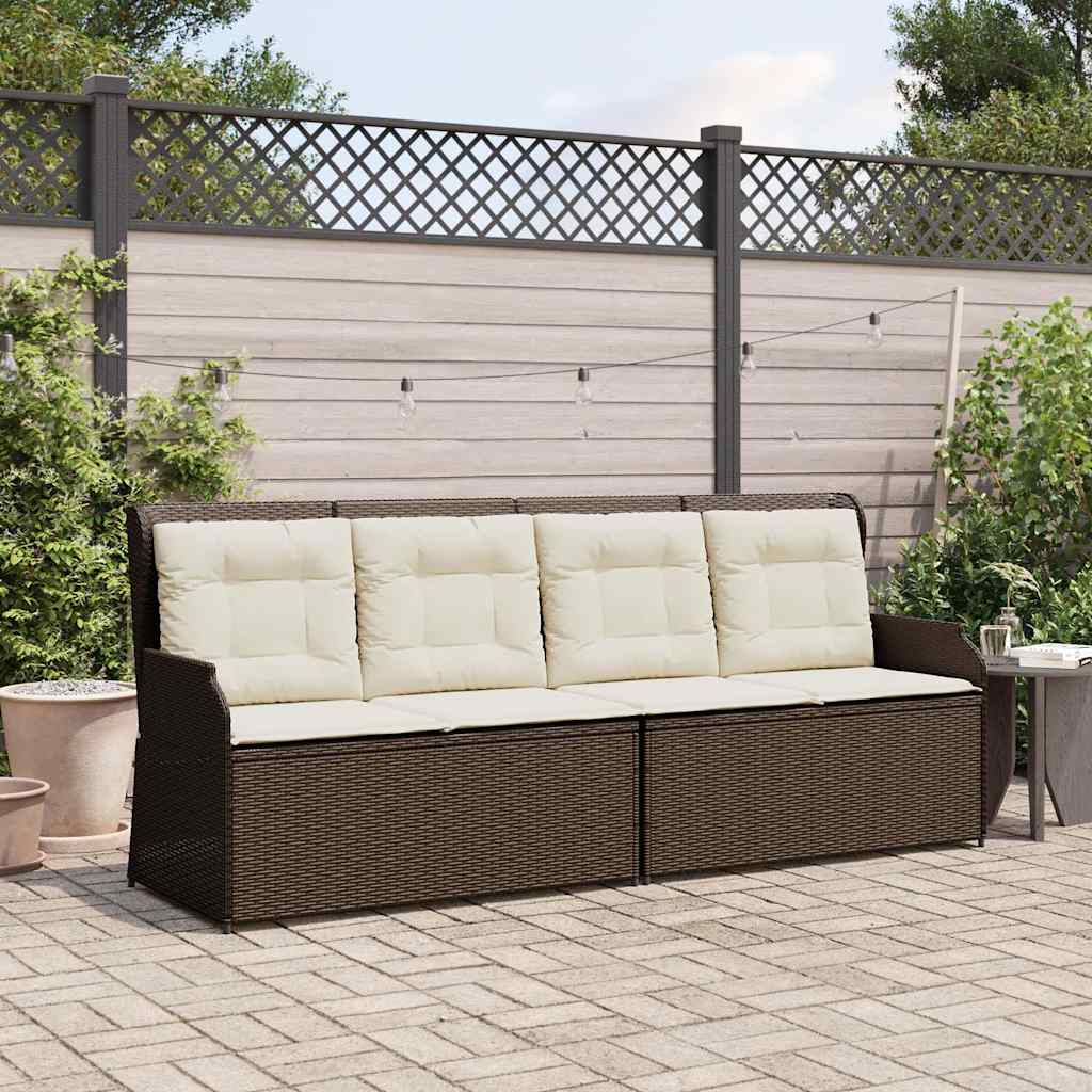 Tuinbankje verstelbaar met kussens poly rattan bruin is nu te koop bij PeponiXL, paradijselijk wonen!