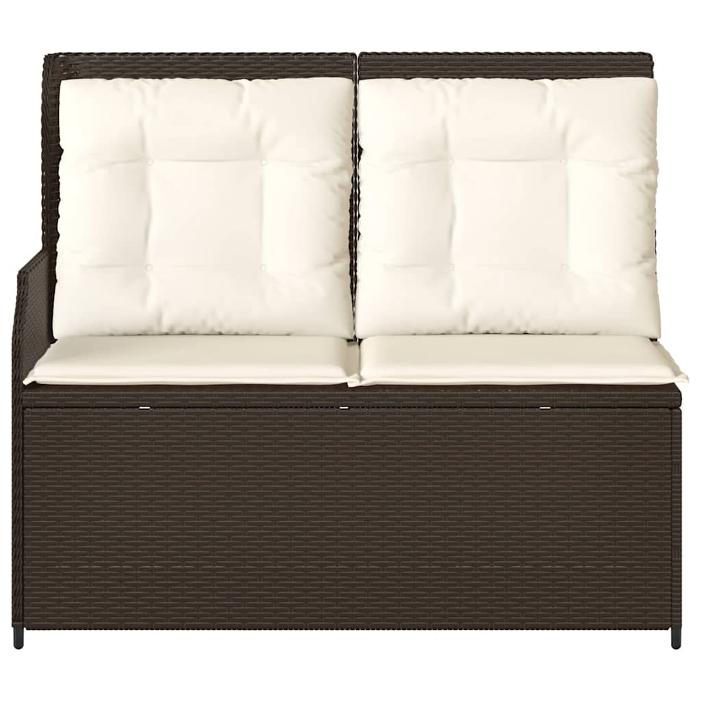 Tuinbankje verstelbaar met kussens poly rattan bruin is nu te koop bij PeponiXL, paradijselijk wonen!